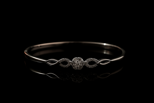 Elegant Infinity Floral Diamond Bracelet in Sterling Silver