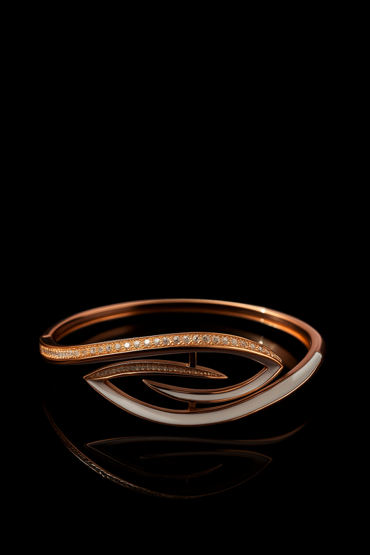 Rose Gold-Plated Abstract Eye Bracelet with CZ Stones & Enamel Detailing