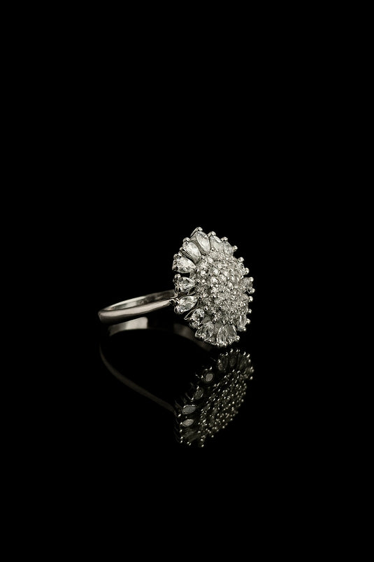 Ring Sunburst-Inspired American Diamond Cocktail