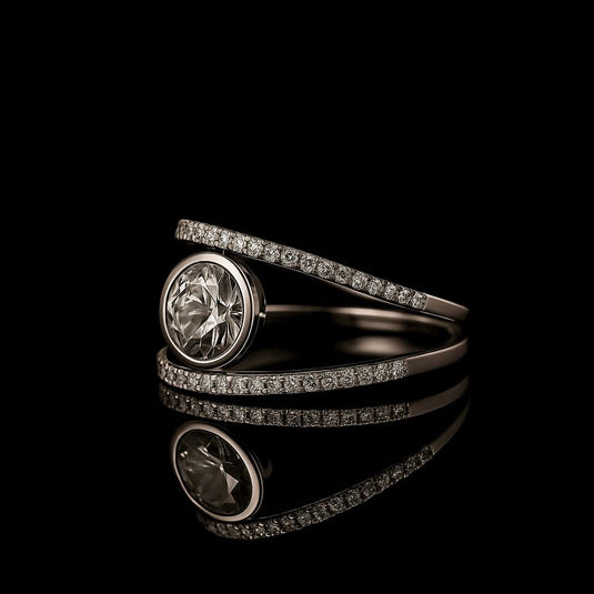 Sterling Silver Spiral Diamond Ring