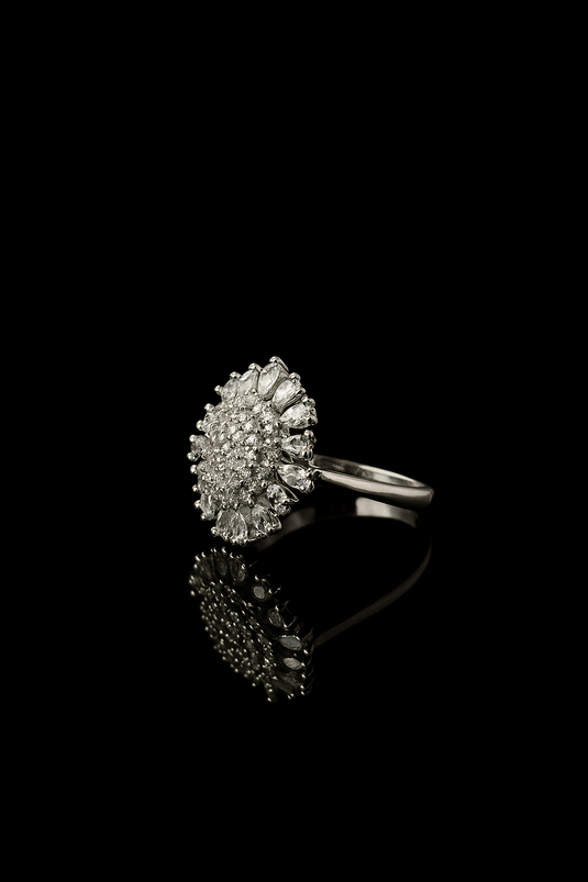 Ring Sunburst-Inspired American Diamond Cocktail