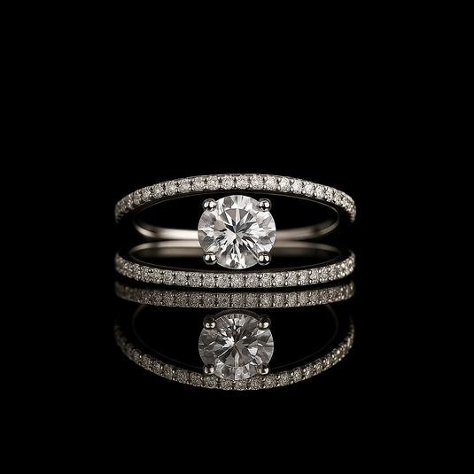 Sterling Silver Spiral Diamond Ring