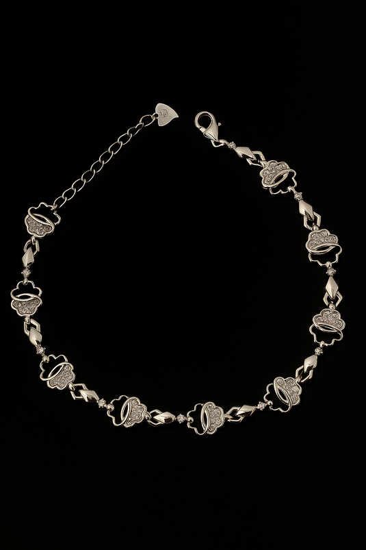 Delicate Loose Chain Bracelet with Floral CZ Charms